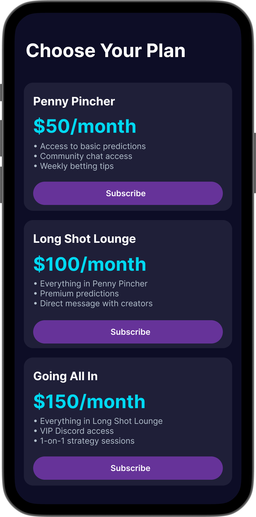 Subscription Page